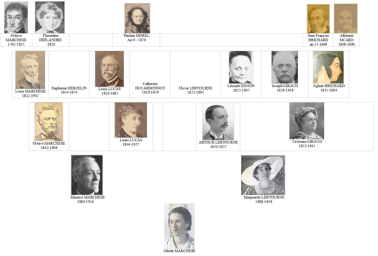 Tableau généalogique d'Odette Marchese